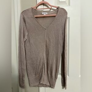 4/$15 Large Calvin Klein Rose Gold Long Sleeve Sweater Blouse